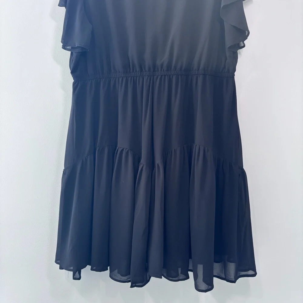 Amazon Black Flutter Sleeve Chiffon A-Line Knee Length Dress Plus Size 20 New - Picture 9 of 10